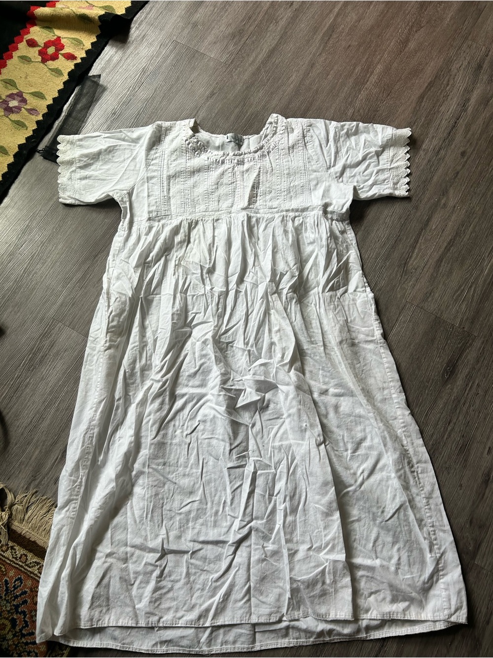 Lightweight White Cotton Pintuck Casual Dress